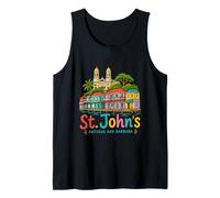 Regalo histórico de Viaje de St Johns Antigua y Barbuda Dibujado a Mano Camiseta sin Mangas