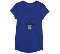 Regalo humorístico de Oso con Personalidad Apenas tolerable Camiseta, Niñas, Azul Real, L