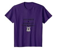 Regalo humorístico de Oso con Personalidad Apenas tolerable Camiseta, Niños, Morado, 3 años
