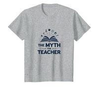 Regalo humorístico para Profesores The Myth The Legend para Hombre Camiseta, Niños, Gris Jaspeado, 3 años