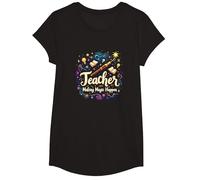 Regalo Inspirador para educadores Que Hacen Que la Magia suceda Camiseta, Niñas, Negro, Mediano