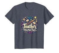 Regalo Inspirador para educadores Que Hacen Que la Magia suceda Camiseta, Niños, Azul Jaspeado, 4 años