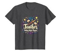 Regalo Inspirador para educadores Que Hacen Que la Magia suceda Camiseta, Niños, Jaspeado Oscuro, 12 años