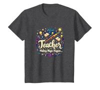 Regalo Inspirador para educadores Que Hacen Que la Magia suceda Camiseta, Niños, Jaspeado Oscuro, 2 años