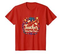 Regalo Inspirador para educadores Que Hacen Que la Magia suceda Camiseta, Niños, Rojo, 12 años