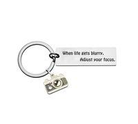 Regalo inspirador para fotógrafos, club de fotos, regalo de aliento, regalo de fotografía, llavero de fotógrafo, llavero de joyería de cámara cuando la vida se vuelve borrosa, ajusta tu enfoque