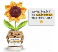 Regalo inspirador para mujeres, muñeca de ganchillo de girasol positivo con tarjeta "Never Forget The Difference You Make", regalo de agradecimiento estimulante para amigas, hermanas, compañeras de