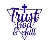 Regalo Jesús, confía en Dios y relájate. Diseño Calcomanías de pared de PVC 67.2x69cm Incluye kit de película de transferencia Azul oscuro