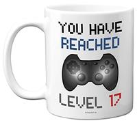 Regalo jugadores 17 cumpleaños, taza nivel 17 jugadores 17 cumpleaños, taza café apta lavavajillas, regalo cumpleaños niños o niñas, videojuegos retro, taza novedad, regalos juegos él o ella
