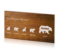 Regalo Madre Original Madera Maciza - Placa de Mamá Osa Personalizada, Nombres de Madera Personalizados, Decoracion hogar, Regalo para Mama Personalizado-36 * 18-4