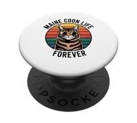 Regalo Maine Coon Life Cat para Hombres, Mujeres y niños PopSockets PopGrip Adhesivo