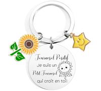 Regalo motivacional Llavero Regalo Amigo o Familia Aliento, Girasol Positivo Soy un pequeño girasol que cree en ti, idea de regalo inspiradora para cumpleaños o aliento, 1, L