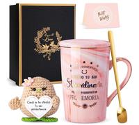 Regalo Mujer Cumpleaños, Muñeca de Patata Positiva Motivacional, Taza Cerámica de 400ml Mármol Rosa Impresión Dorada, Amuleto Escritorio Lindo, San Valentín Regalos para ella, Caja Regalo para Ella