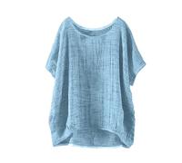 Regalo Mujer Original Top De Lino Suelto Informal Liso De Manga Corta De Verano para Mujer Camisas Largas De Mujer Camiseta Elegante Mujer Top Fiesta Mujer Manga Larga Blusa M Blusas Fiesta Ofertas