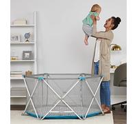 Regalo My Portable Play Yard Deluxe con almohadilla extraíble, interior y exterior, kit de bonificación, incluye funda de transporte, Aqua, 6 paneles