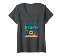 Regalo Myrtle Beach Bum Vacation Sun Fun para Amantes de la Playa Camiseta Cuello V, Mujer, Jaspeado Oscuro, XL