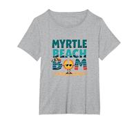Regalo Myrtle Beach Bum Vacation Sun Fun para Amantes de la Playa Camiseta, Mujer Tallas Grandes, Gris Jaspeado, 5XL Grande