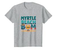 Regalo Myrtle Beach Bum Vacation Sun Fun para Amantes de la Playa Camiseta, Niños, Gris Jaspeado, 8 años