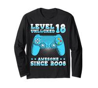 Regalo Nino 18 Anos Level 18 Unlocked 2008 18 Year Old Gift Manga Larga
