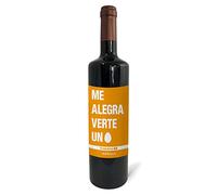Regalo original. Botella de vino tinto Me alegra verte un huevo. 75cl.