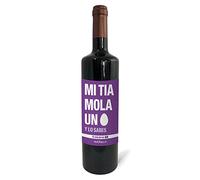 Regalo original. Botella de vino tinto Mi tia mola un huevo. 75cl.