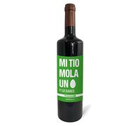 Regalo original. Botella de vino tinto Mi tio mola un huervo. 75cl.