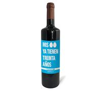 Regalo original. Botella de vino tinto Mis huevos ya tienen 30 años. 75cl.