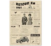 Regalo original de regreso en 1961 - Idea de regalo de 64 años para mujer y hombre, tarjeta de cumpleaños de 64 años, mujer y hombre, decoración de cumpleaños de 64 años para mujer - Tarjeta de