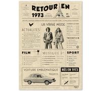 Regalo original de regreso en 1973 - Idea de regalo de 52 años para mujer y hombre, tarjeta de cumpleaños de 52 años, mujer y hombre, decoración de cumpleaños de 52 años para mujer - Tarjeta de