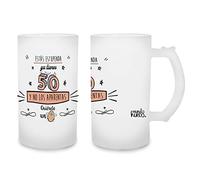 Regalo original. Jarra de cerveza Ya tienes 50 y no los aparentas. Cristal esmerilado de primera calidad AAA. 80 x 150 mm. 500 ml