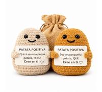 Regalo Original Para Pareja |Patatas En Pareja Con Mensaje (2 Unidades) , Amigos Familia | Amigurumi Crochet Motivador Hecho A Mano | Detalle Emocional Divertido Para Cumpleaños, Aniversario Sorpresa