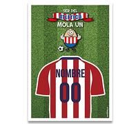 Regalo original tarjeta lamina de felicitacion personalizada con tu texto. Ser del Atletico mola un huevo. Personaliza con el nombre y el numero que tu quieras. Tamaño A-4