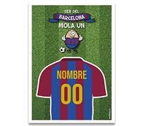 Regalo original tarjeta lamina de felicitacion personalizada con tu texto. Ser del Barcelona mola un huevo. Personaliza con el nombre y el numero que tu quieras. Tamaño A-4