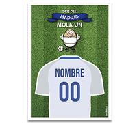 Regalo original tarjeta lamina de felicitacion personalizada con tu texto. Ser del Madrid mola un huevo. Personaliza con el nombre y el numero que tu quieras. Tamaño A-4