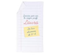 Regalo Original Toalla de algodón Personalizada para Profesores en Fin de Curso 140 x 79 cm (El Cuaderno del profe)