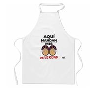 Regalo original y divertido. Delantal Aquí mandan mis huevos de verdad