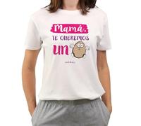 Regalo Original y Personalizado para el Dia de la Madre. Pijama con Estilo y una Pizca de Diversion. Mama te Queremos un Huevo. 100% Algodón. Talla S