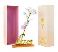 Regalo Originales para Mujer Rosa Eterna 24K Regalo Cumpleaños Mujer Rosa de la Galaxia con Caja Regalo Cumpleaños Madre Amiga Novia Abuela Mama Pareja Hermana Suegra Aniversario Navidad San Valentin