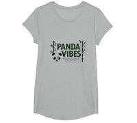 Regalo Panda Vibes Bamboo Forest Zen para Amantes de los Animales Camiseta, Niñas, Gris Jaspeado, XS