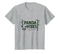 Regalo Panda Vibes Bamboo Forest Zen para Amantes de los Animales Camiseta, Niños, Gris Jaspeado, 4 años