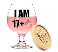 Regalo para 18 cumpleaños para niña o niño - Divertidos regalos de 18 cumpleaños con texto "I AM 17+", copa de vino de 17 onzas, regalo único para hija, hijo, amigos, decoración de fiesta