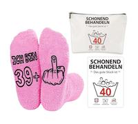 Regalo para 40 cumpleaños para mujer, 3 regalos de cumpleaños para mujeres, juego con bolsa de cosméticos calcetines y tarjeta, 40 cumpleaños para mujeres, regalos divertidos para mujeres, mejores