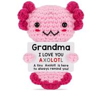 Regalo para abuela de parte de nieta, mini regalo de ajolote de ganchillo hecho a mano para el día de la madre y cumpleaños, "I Love You" sentimental, divertido, lindo, pequeño regalo único para