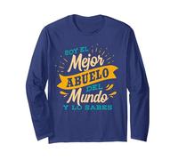 Regalo para Abuelos Camisetas Soy el Mejor Abuelo y lo Sabes Manga Larga, Unisex para Adultos, Azul Marino, XXL