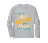 Regalo para Abuelos Camisetas Soy el Mejor Abuelo y lo Sabes Manga Larga, Unisex para Adultos, Gris Jaspeado, XXL