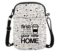 Regalo para agente inmobiliario, regalo de cierre de agente inmobiliario, primero bebemos el café y luego encuentra tu nuevo hogar, New Home Cr Eu, 5.91 Inches ×8.27 Inches
