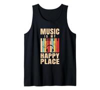 Regalo para Amantes de la música Music Is My Happy Place para DJ de EDM Camiseta sin Mangas