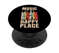 Regalo para Amantes de la música Music Is My Happy Place para DJ de EDM PopSockets PopGrip Adhesivo