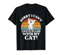 Regalo para Amantes de los Gatos: lo Siento, no Puedo Tener Planes con mi Gato Camiseta gráfica económica, Hombre, Negro, L