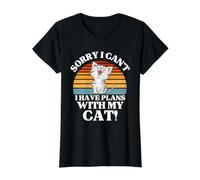 Regalo para Amantes de los Gatos: lo Siento, no Puedo Tener Planes con mi Gato Camiseta gráfica económica, Mujer, Negro, XS